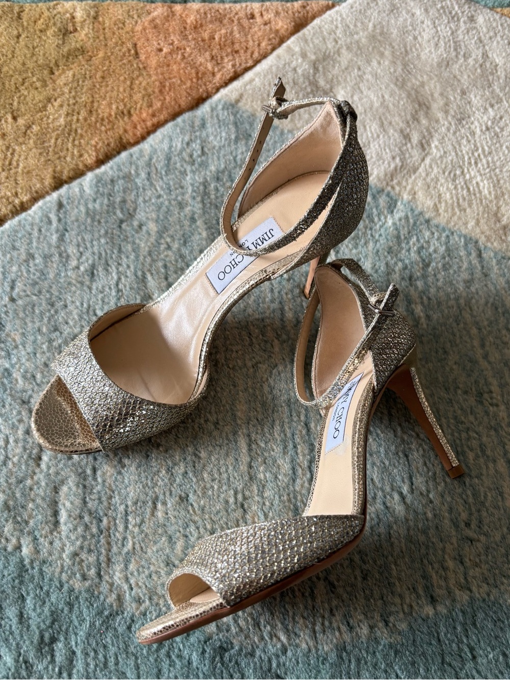 NWT Jimmy Choo Tori 85 Metallic Strappy Sandals - Size 40